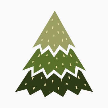 A cute plain Christmas tree, spruce, pine, conifer without decoration, flat vector illustration isolated on white background. Merry Christmas and Happy New Year.