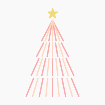 A various set of cute neon light Christmas tree with lovely decoration flat vector illustration isolated from background. Merry Christmas and Happy New Year.