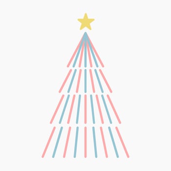 A various set of cute neon light Christmas tree with lovely decoration flat vector illustration isolated from background. Merry Christmas and Happy New Year.