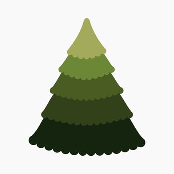 A cute plain Christmas tree, spruce, pine, conifer without decoration, flat vector illustration isolated on white background. Merry Christmas and Happy New Year.