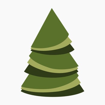 A cute plain Christmas tree, spruce, pine, conifer without decoration, flat vector illustration isolated on white background. Merry Christmas and Happy New Year.