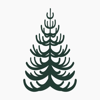 A cute plain Christmas tree, spruce, pine, conifer without decoration, flat vector illustration isolated on white background. Merry Christmas and Happy New Year.