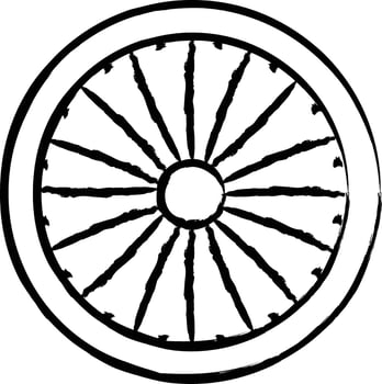 Dharma Wheel hand drawn vector illustration