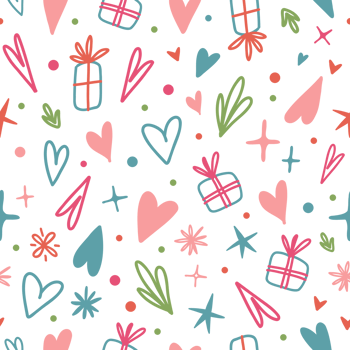 Valentines seamless pattern with love symbols in Doodle style png