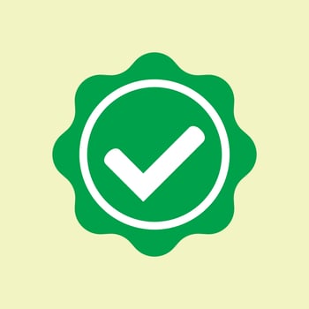Approved icon. Green approved star sticker. Profile Verification. Accept badge. Green tick symbol, icon, sign in green color. Done. Confirmed account icon. Green check mark. vector