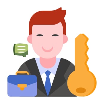 Conceptual flat design icon of key employee vector