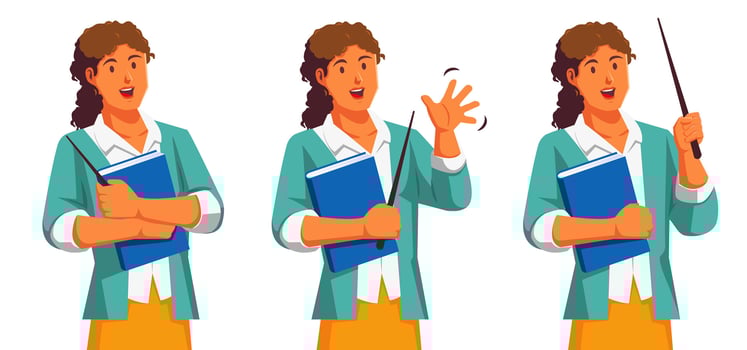 Female teacher with a pointer and a notebook vector