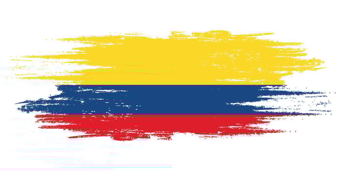 Colombia brush flag, Colombia flag brush watercolor flag design element vector