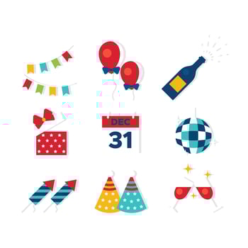 Happy new year element, illustration, trendy design, color full icon vector