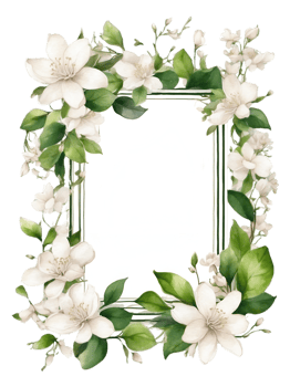 AI generated a water color frame with flowers on it ai generative png