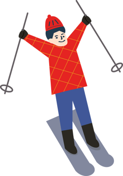 A boy is skiing in the ski resort png