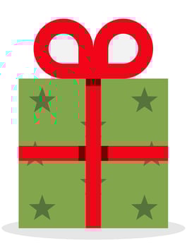 Christmas gift box icon, colored design. vector isolated on white background. Christmas holiday ornament design