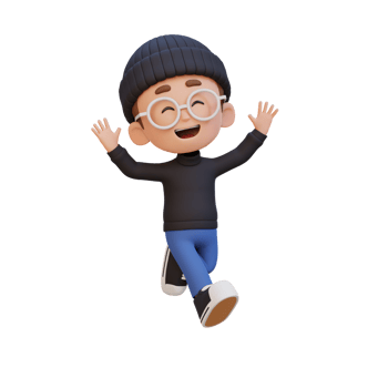 3D cute boy in jumping pose png