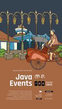 Social Media Post Idea Template with Indonesian illustration of Solo Culture Central Java vector