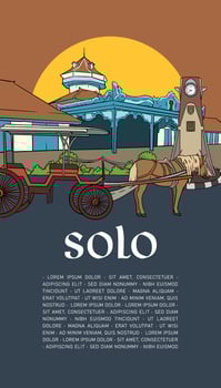 Social Media Post Idea Template with Indonesian illustration of Solo Culture Central Java vector