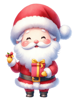 AI generated Santa Claus with a gift box isolated. png