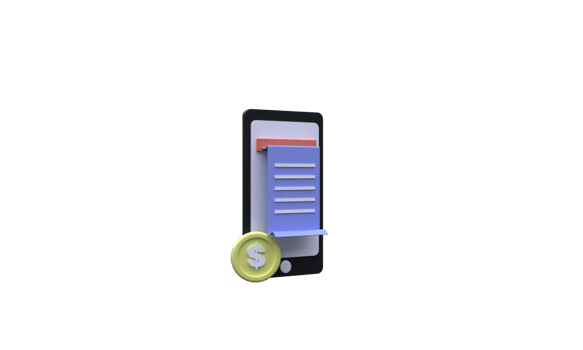 unique 3d rendering purchase receipt smartphone icon isolated.Trendy and modern in 3d style. png