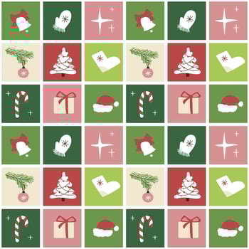 Seamless pattern with geometric Christmas motifs, repeatable pattern tile design for winter holidays vector