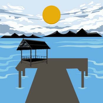 beach scene artwork vector