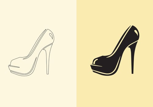 A distinct pair of colourful women's shoes. women's stiletto high-heeled shoe collection. stylish shoes for girls. vector
