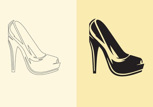 A distinct pair of colourful women's shoes. women's stiletto high-heeled shoe collection. stylish shoes for girls. vector