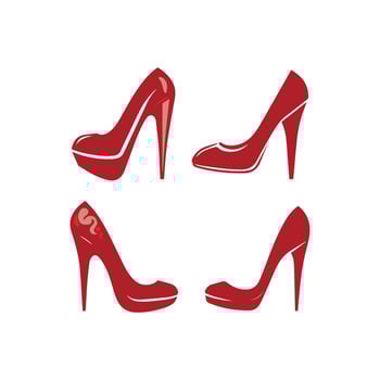 A distinct pair of colourful women's shoes. women's stiletto high-heeled shoe collection. stylish shoes for girls. vector