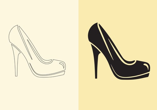 A distinct pair of colourful women's shoes. women's stiletto high-heeled shoe collection. stylish shoes for girls. vector