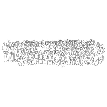 group of people standing together illustration vector hand drawn isolated on white background
