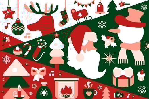 Red Green Christmas Horizontal Xmas Party Card vector