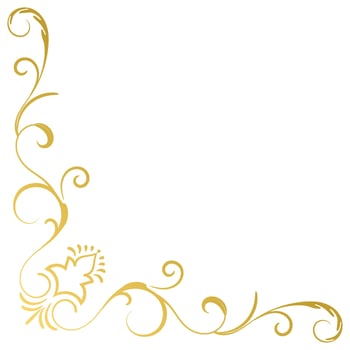 Gold vintage baroque corner ornament retro pattern antique style acanthus. Decorative design filigree calligraphy. You can use for wedding decoration of greeting card and laser cutting. vector