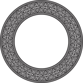 Vector monochrome round oriental ornament. Arabic patterned circle of Iran, Iraq, Turkey, Syria. Persian frame, border. For sandblasting, laser and plotter cutting