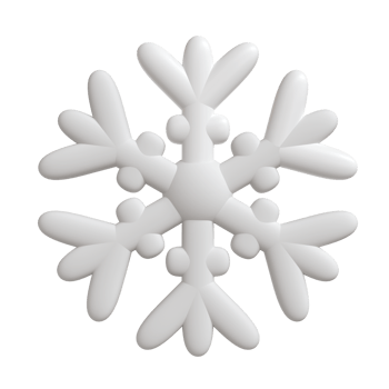 3d illustration of Christmas white icon snowflake isolated. glossy surface. Happy New Year Decoration Holiday element for web design, greeting card png