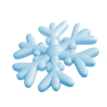 3d illustration of Christmas blue icon snowflake isolated. glossy surface. Happy New Year Decoration Holiday element for web design, greeting card png
