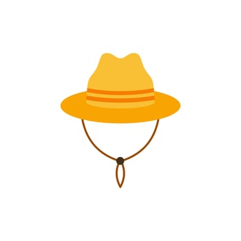straw hat flat design vector illustration. Straw fedora hat isolated on a white background beach hat , summer hat. Flat design