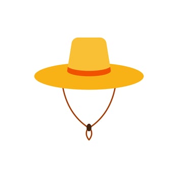 straw hat flat design vector illustration. Straw fedora hat isolated on a white background beach hat , summer hat. Flat design
