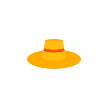 straw hat flat design vector illustration. Straw fedora hat isolated on a white background beach hat , summer hat. Flat design