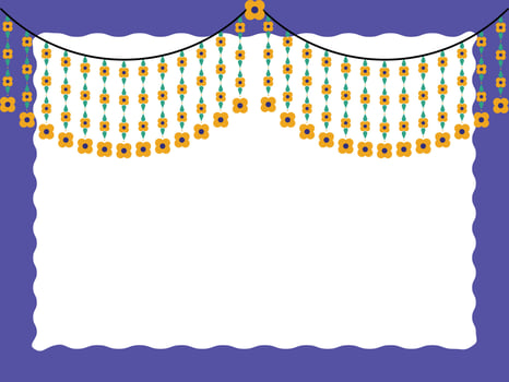 Abstract purple garland photo frame border vector illustration