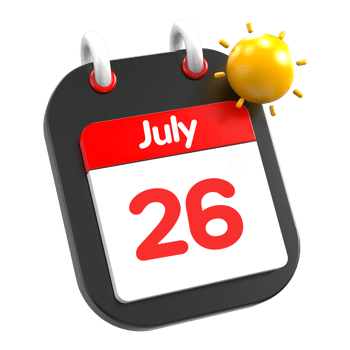 July calendar date event icon illustration day 26 png