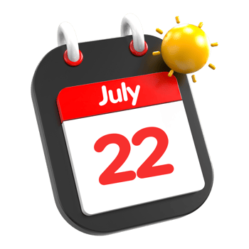 July calendar date event icon illustration day 22 png