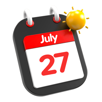 July calendar date event icon illustration day 27 png