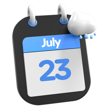 July Calendar Raining Cloud 3D Illustration Day 23 png