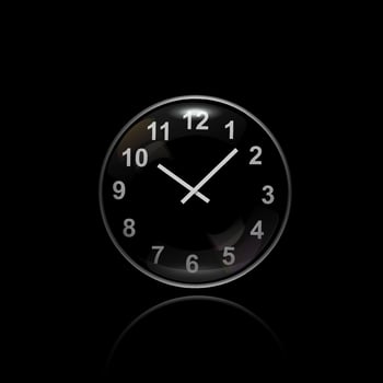 Round clock. Vector illustration on black background