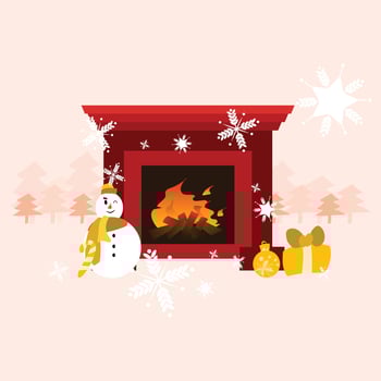 Modern fireplace for christmas event vector