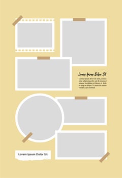 Pictures or photos frame collage. comics page grid layout abstract photo frames and digital photo wall template vector