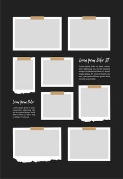 Pictures or photos frame collage. comics page grid layout abstract photo frames and digital photo wall template vector