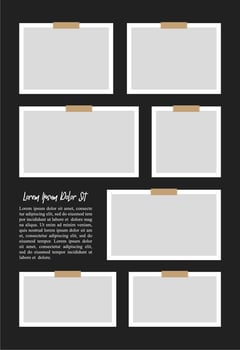 Pictures or photos frame collage. comics page grid layout abstract photo frames and digital photo wall template vector