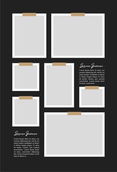 Pictures or photos frame collage. comics page grid layout abstract photo frames and digital photo wall template vector