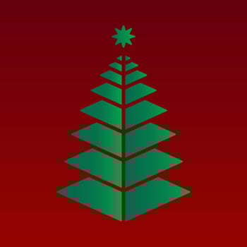 minimalist Christmas tree poster with green color and red background vector