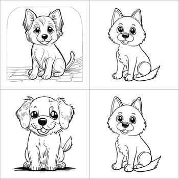 cute dog coloring page for kids.cute puppy dog vector design