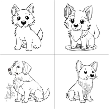 cute dog coloring page for kids.cute puppy dog vector design